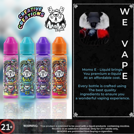 Momo Creative Creation E-Liquid brings you premium e-liquid at an affordable cost. Every bottle is crafted using the best quality ingredients to ensure you a wonderful vaping experience.