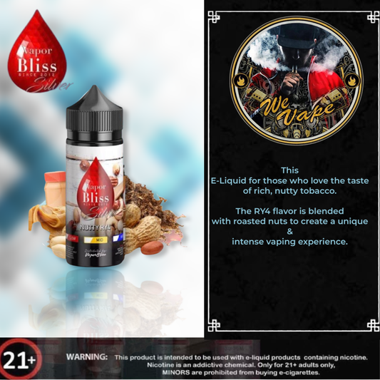 Nutty RY4 E-Liquid by Vapor Bliss- The RY4 flavour is blended with roasted nuts to create a unique & intense vaping experience..