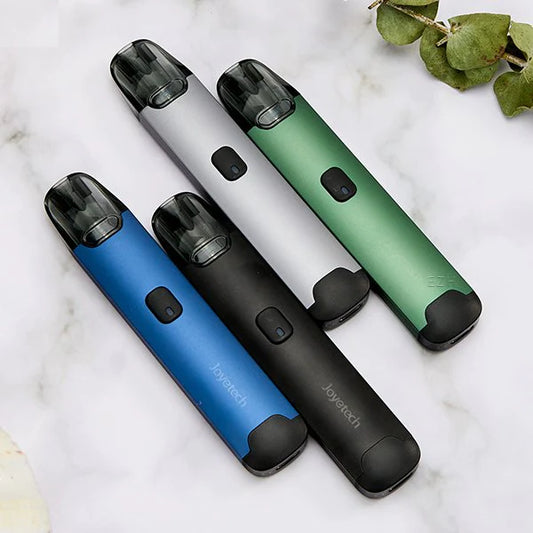The EVIO C Pod Kit By JOYETECH in four color variants: Green, Black, Grey, and Black (Second Variant).