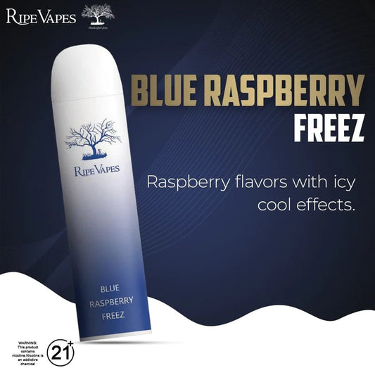 Ripe Vapes 3000 Puffs Disposable Vape - Blue Raspberry Flavor with Icy Cool Effects