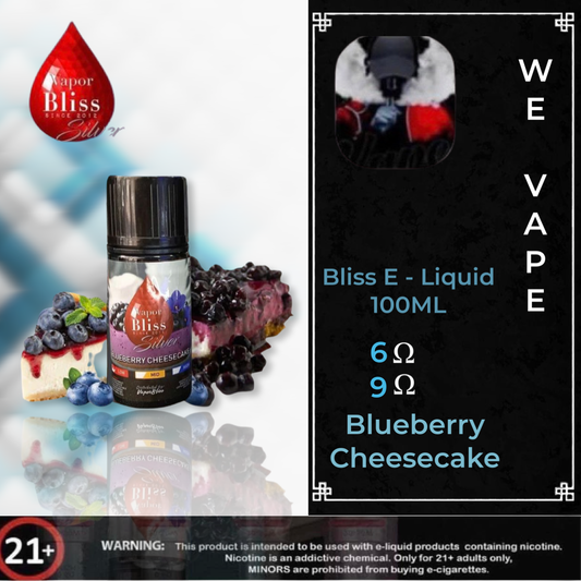Blueberry Cheesecake E-liquid by Vapor Bliss- Bliss E- Liquid 100 Ml, 6 ohm and 9 ohm 