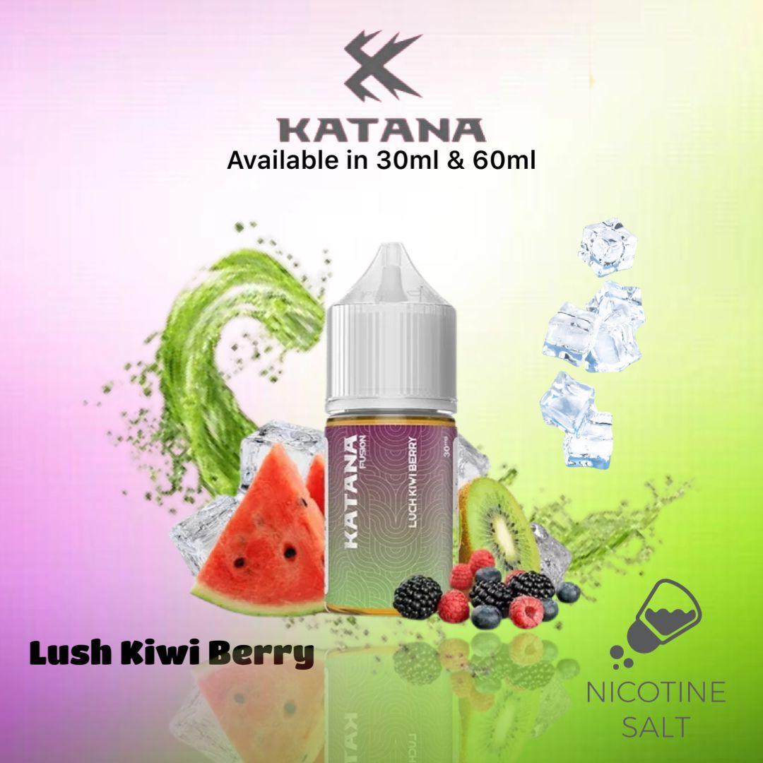 Katana Fusion Kiwi Berry by Tokyo Saltnic E-Liquid Bottle – A refreshing blend of kiwi and berry.
