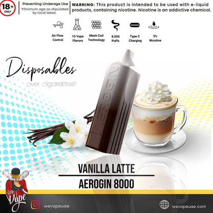 Vanilla Latte Aerogin  - A satisfying vaping choice with a smooth and rich vanilla coffee flavor.