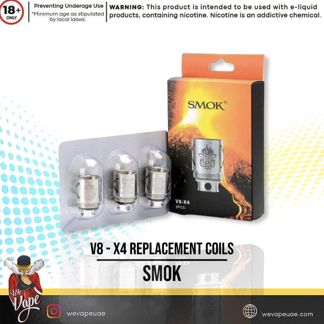 V8 -X4 Coils By SMOK 0.15 OHMS - High-quality vaping coils for 0.15-ohm resistance.
