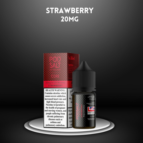 Strawberry 20MG by PODSALT Saltnic: Authentic and Satisfying Vape Flavor