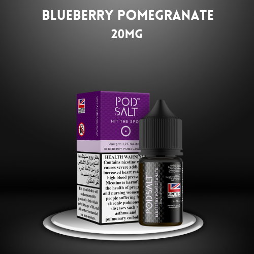 Blueberry Pomegranate by PODSALT Saltnic e-liquid - A refreshing blend of blueberries and pomegranates for a delightful vaping experience.