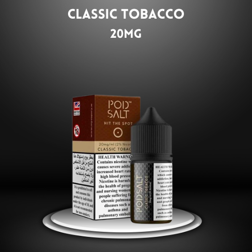  Classic Tobacco by PODSALT Saltnic - Authentic Traditional Tobacco Flavor E-Liquid