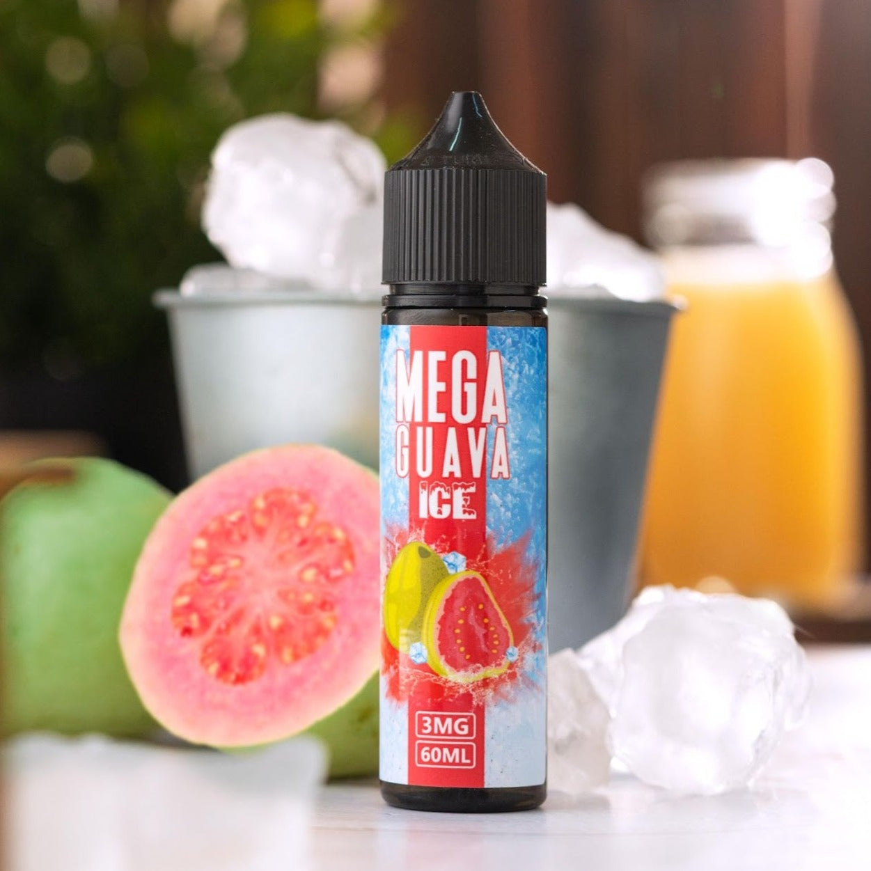 Mega Guava Ice e-liquid by GRAND - A tropical blend of guava sweetness with a refreshing icy twist for an exotic vaping experience