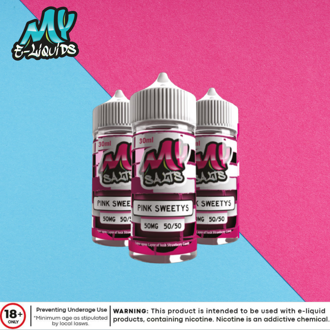  Pink Sweetys Saltnic by My E-liquids - A refreshing blend of strawberries, watermelon, and mint. Satisfy your cravings with this delightful e-liquid.