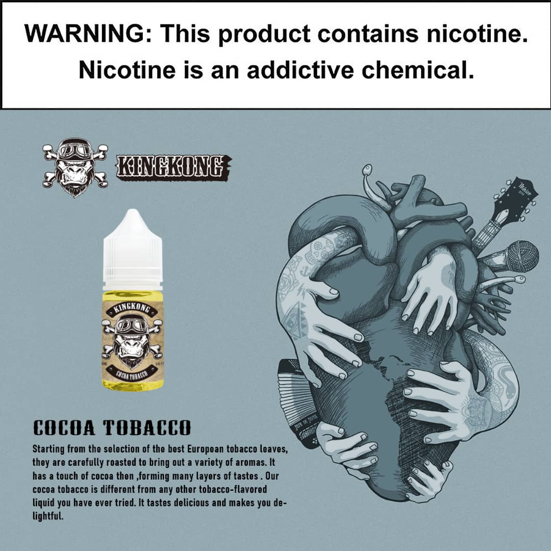 Cocoa Tobacco by King Kong (Saltnic) - Warning: This product contains nicotine, an addictive chemical. Keep out of reach of children and pets.