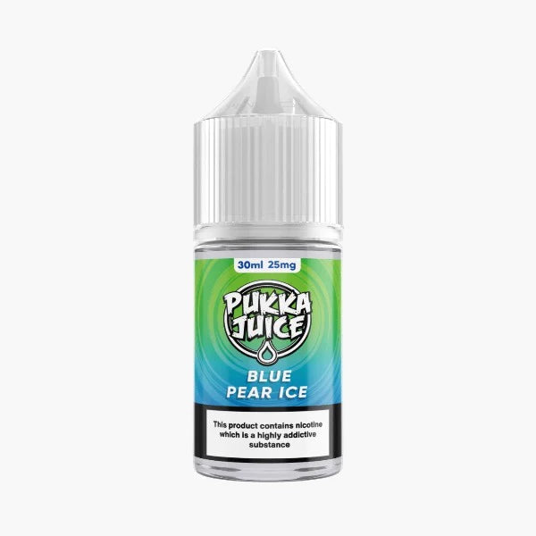 Blue Pear Ice by PUKKA JUICE (Saltnic) - A delightful blend of sweet pear and menthol, offering a refreshing vaping experience.