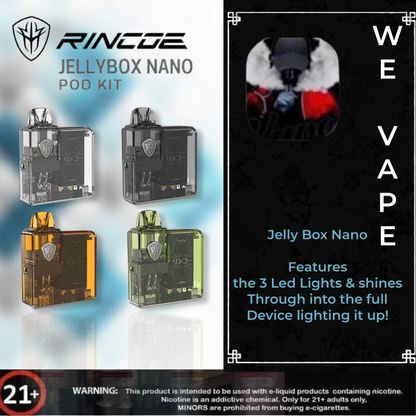 Jelly Box Nano Pod System By Rincoe - Experience the mesmerizing illumination of the 3 LED lights that shine through, lighting up the entire device