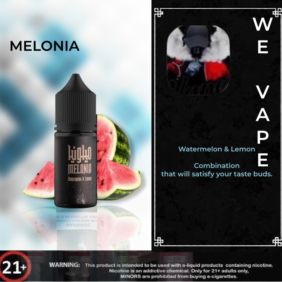 Melonia Salt Nicotine E - Liquid- Watermelon & Lemon Combination that will satisfy your taste buds.