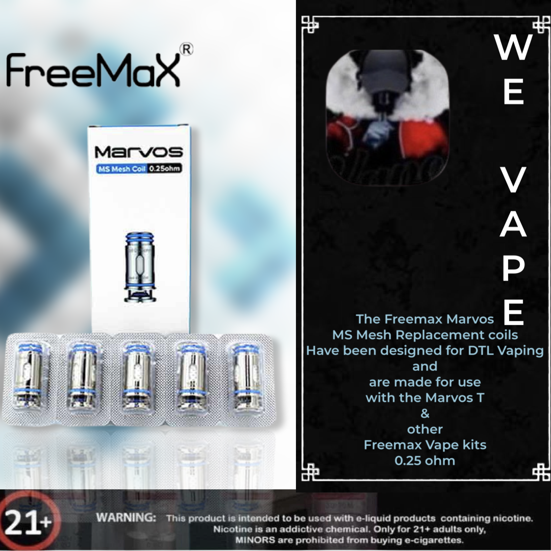 The Freemax Marvos MS Mesh Replacement coils Have been designed for DTL Vaping and are made for use with the Marvos T & other Freemax Vape kits 0.25 ohm