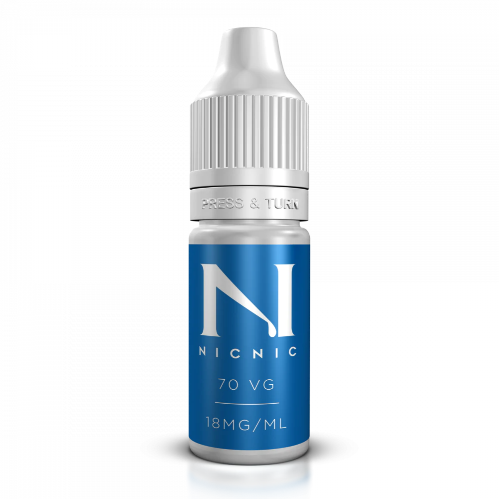 NIC NIC Nicotine Drops 18mg - 70 VG, 18mg/ml concentration. Premium nicotine solution for satisfying vaping experience.