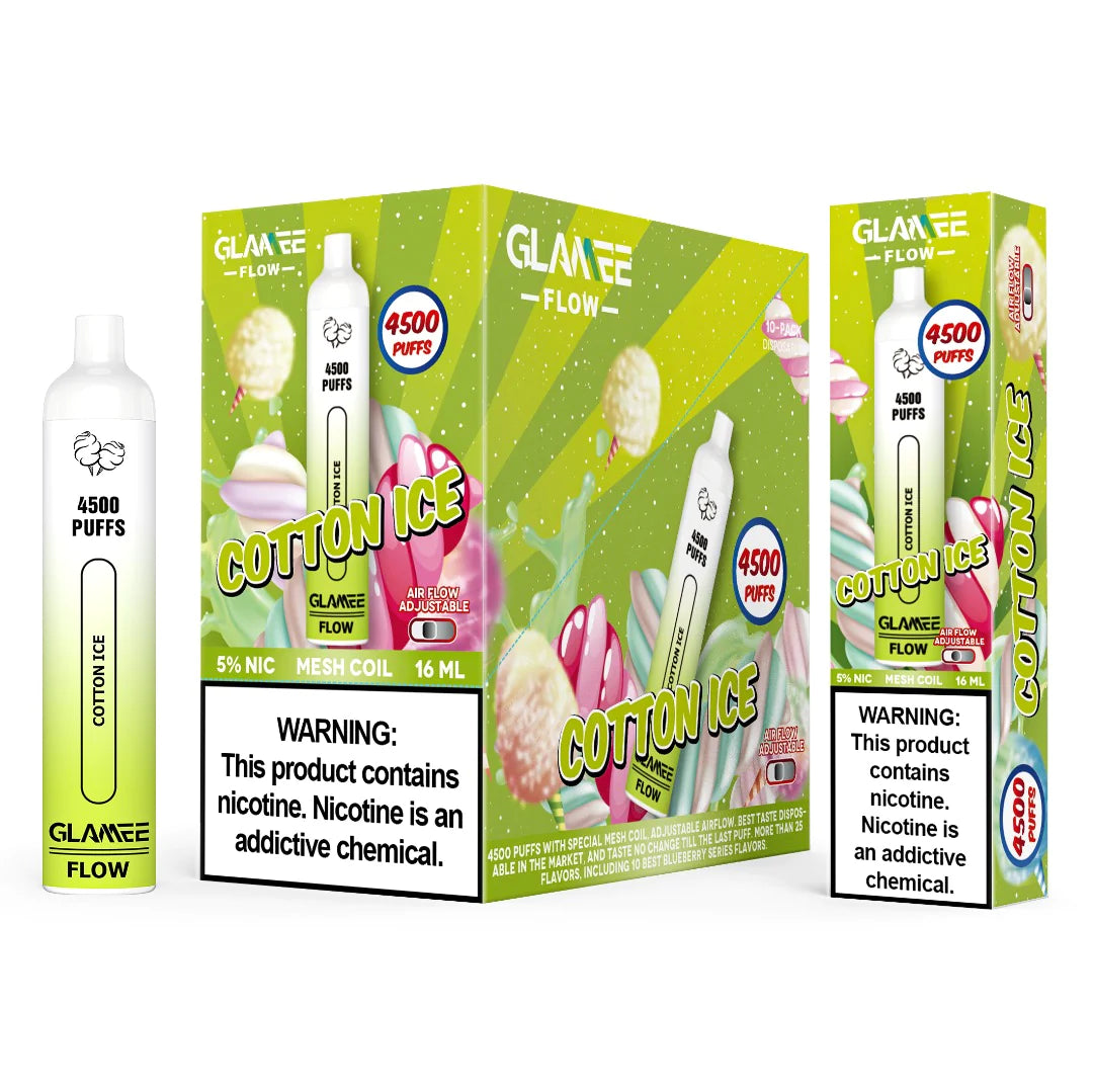 Glamee - 4500 Cotton Ice: Refreshing menthol with a touch of cotton candy sweetness.